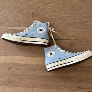 Light Blue High-Top converse Sneakers lace up platform converse baby blue